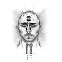 Crying man black eye  tattoo design idea