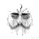 Crying man black eye  tattoo design idea