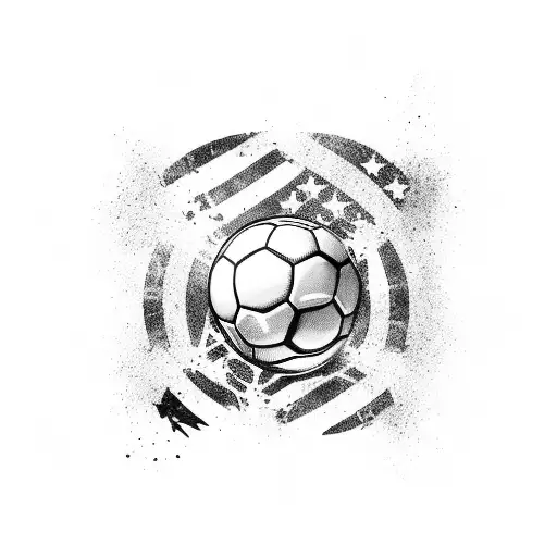 A soccer player kicking a ball with the Brazilian flag as the background tattoo design idea