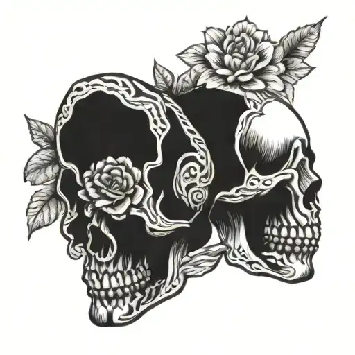 skull flowers lsd dmt tattoo design idea