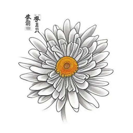 daisy, lakspur, chrysanthemum, and marigold with love of a navy wife tattoo design idea