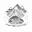 volcano and lake tattoo design idea