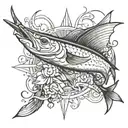 swordfish and poseidon tattoo design idea