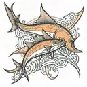 swordfish and poseidon tattoo design idea