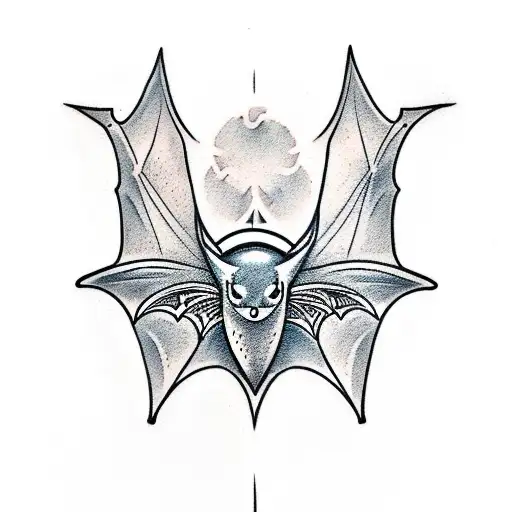 Bat with spread wings tattoo design idea