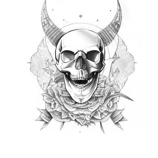 skull and bear  tattoo design idea