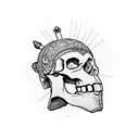skull with a bear head helmet  tattoo design idea