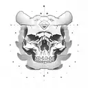 skull with a bear head helmet  tattoo design idea