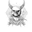 skull and bear  tattoo design idea