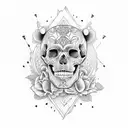 skull and bear  tattoo design idea