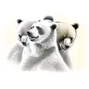 3 bears near a river in the mountains tattoo design idea