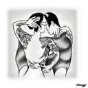 Tango dancers in close embrace tattoo design idea