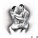 Tango dancers in close embrace tattoo design idea