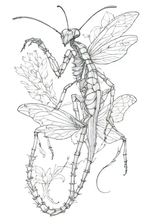 Mantis tattoo on neck tattoo design idea