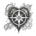 heart shaped compass earth element symbol tattoo design idea