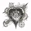 heart shaped compass earth element symbol tattoo design idea