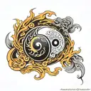 yin yang chi flame like aura tattoo design idea
