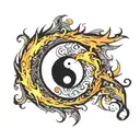 yin yang chi flame like aura tattoo design idea
