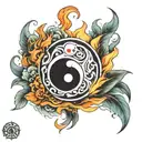 yin yang chi flame like aura tattoo design idea