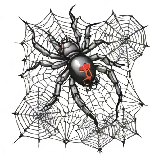black widow spiders with webs tattoo design idea