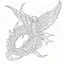 create a pisces tattoo design using the symbols from the following animes: Attack on Titan, Demon Slayer, Death Note, Ju tattoo design idea
