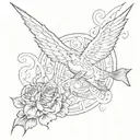 create a pisces tattoo design using the symbols from the following animes: Attack on Titan, Demon Slayer, Death Note, Ju tattoo design idea