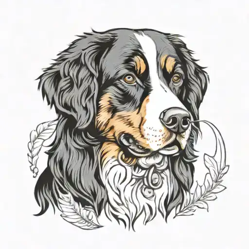 Bernese mountain dog malé tattoo b/w tattoo design idea