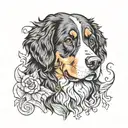Bernese mountain dog malé tattoo b/w tattoo design idea
