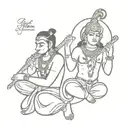 combination of hanuman gadha and Krishna flute   tattoo design idea