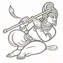 combination of hanuman gadha and Krishna flute   tattoo design idea