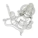 combination of hanuman gadha and Krishna flute   tattoo design idea