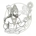 combination of hanuman gadha and Krishna flute   tattoo design idea