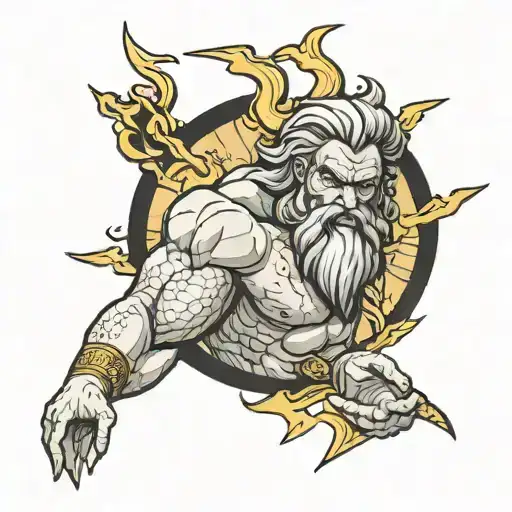 Zeus holding a lightning bolt tattoo design idea