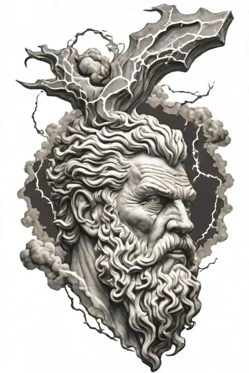 zeus throwing lightning bolt striking tattoo design idea