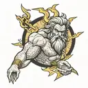 Zeus holding a lightning bolt tattoo design idea