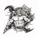 Zeus holding a lightning bolt tattoo design idea