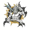 Zeus holding a lightning bolt tattoo design idea