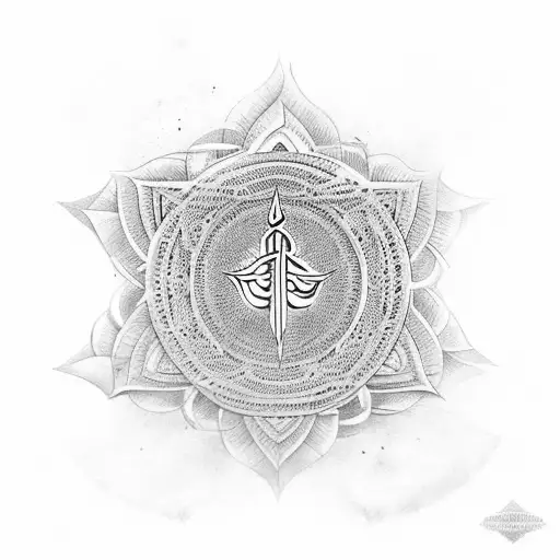 Trishul with sanskrit shloka, yoga and zen tattoo design idea
