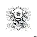 Skull with roses tattoo design idea