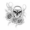 Skull with roses tattoo design idea