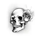 Skull with roses tattoo design idea