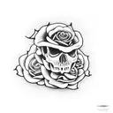 Skull with roses tattoo design idea
