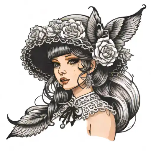 girl in lolita fashion tattoo design idea
