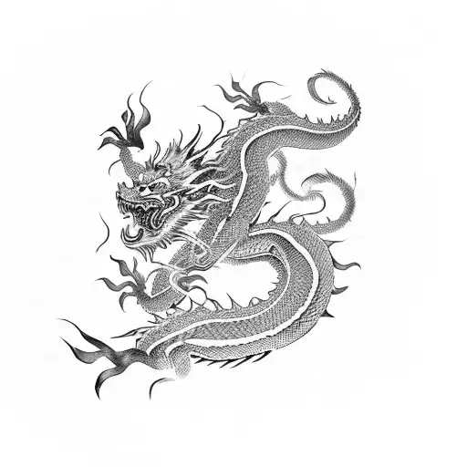 green Chinese dragon fight to white tiger tattoo design idea