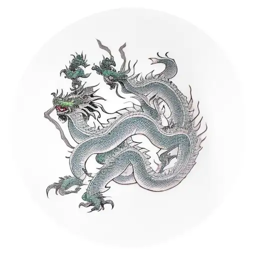 green Chinese dragon fight to white tiger tattoo design idea