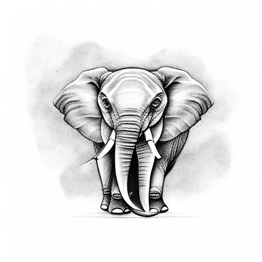 A thoughtful elephant with the words 'think before you speak' incorporated into the design tattoo design idea