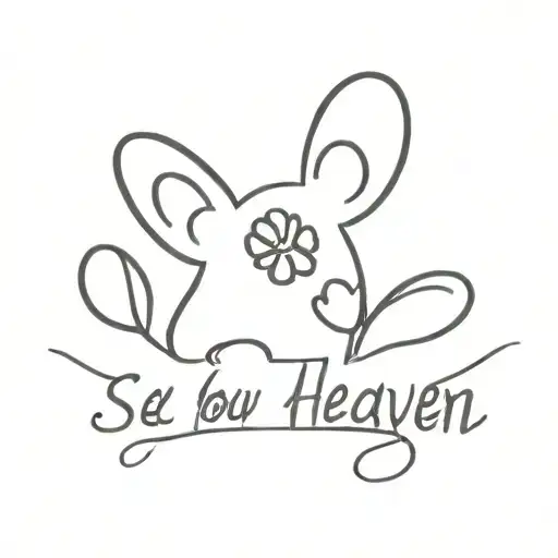 inscription :“See you in heaven my little angel.” Drawing of a small dog’s paw. tattoo design idea