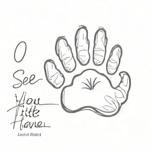 inscription: “See you in heaven my little angel.” Drawing of a small dog’s paw tattoo design idea