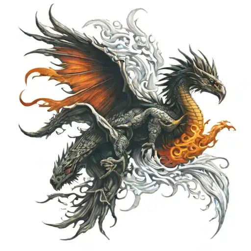 dragon and phoenix tattoo design idea