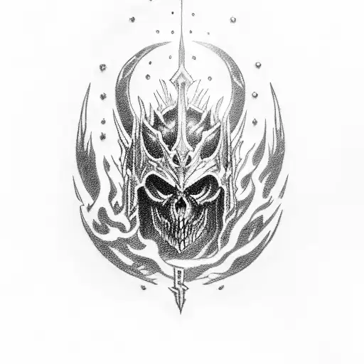 lich king throne black fire consummed tattoo design idea